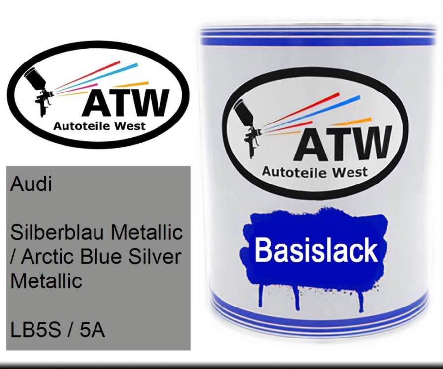Audi, Silberblau Metallic / Arctic Blue Silver Metallic, LB5S / 5A: 1L Lackdose, von ATW Autoteile West.